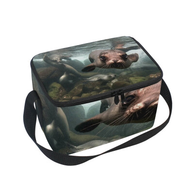 

ALAZA Lunch Box Insulated Lunch Bag Large Cooler Sea Lion In Galapagos Inslands Tote Bag