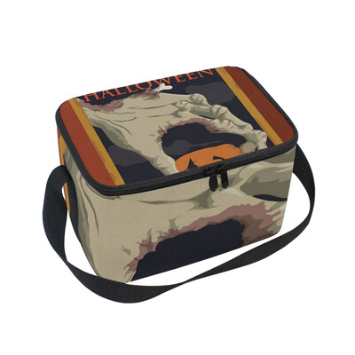 

ALAZA Lunch Box Insulated Lunch Bag Large Cooler Zombie Hand Holding Pumpkin Tote Bag