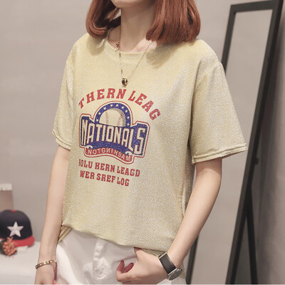 

JOY OF JOY Jingdong Womens 2019 New Korean New T-Shirt Womens Short Sleeve Summer Bottoming Shirt T-Shirt Top JWTD191764 Yellow 2XL