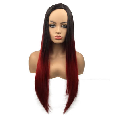 

StrongBeauty Long Straight Black to Red Synthetic Wigs Cosplay Wigs