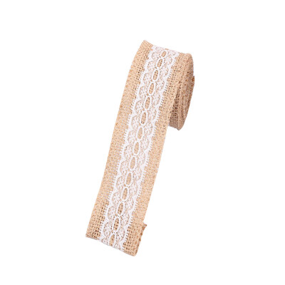 

2m 50mm Width DIY Handmade Lace Linen Roll Natural Burlap Rolls for Wedding Present Gift Home Decoration Crafts Lace Linen