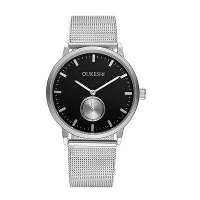 

OUKESHI Fashion Men Business Quartz Silver Analog Wrist Watch