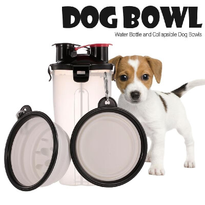 

Dog Bowl Water Bottle Pet Food Feeder Container with Collapsible Dog Bowls for Outdoor Dog Walking Hiking Travelling