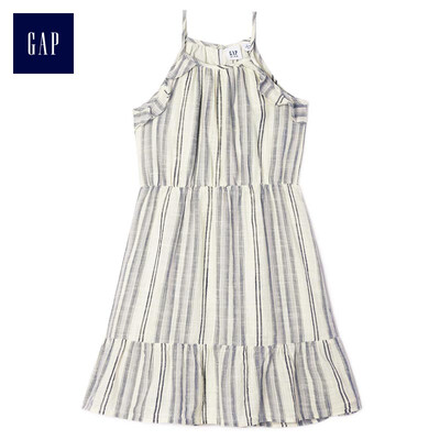 

GAP flagship store childrens clothing girls cotton striped hanging neck layered dress 337570 light white colorful stripes 120cm S