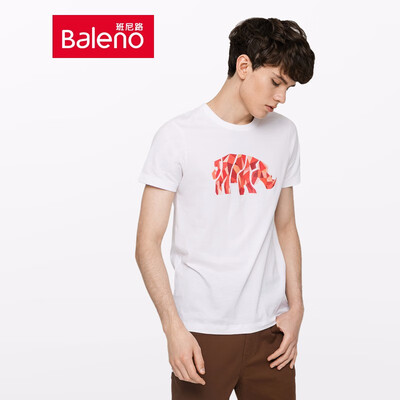 

Baleno T-shirt male 2019 summer cotton printed short-sleeved shirt loose bottoming shirt male 88902286 01W XL