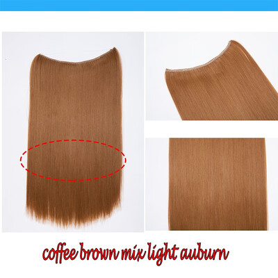 

20 Inches Invisible Wire No Clips in Hair Extensions Secret Fish Line Hairpieces Silky Straight real natural Synthetic