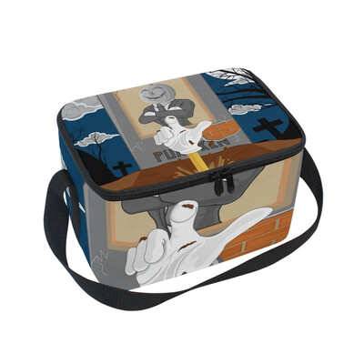 

ALAZA Lunch Box Insulated Lunch Bag Large Cooler Halloween Cartoon Resurrect Pumpkin Tote Bag
