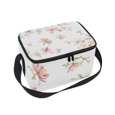 

ALAZA Insulated Lunch Box Beautiful Pink Floral Lunch Bag for Men Women Portable Tote Bag Cooler Bag