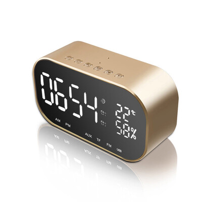 

Multifunction LED Livingroom Alarm Clock Portable BT Wireless Mini Subwoofer Speaker with Mirror Function