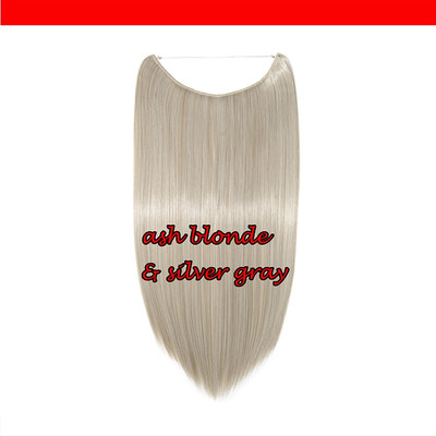 

Miracle Invisible Hidden Wire Hair Extensions 20" Long Ombre Hairpieces Wavy Curly Heat Resistant Synthetic Fiber Translucent