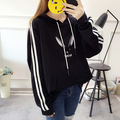 

City Plus CITYPLUS 2019 new shirt thin section embroidery student hooded pullover sweater female CWWY191221 black