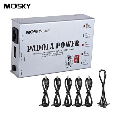 

MOSKY 5 Isolated Outputs Guitar Effect Power Supply Station for DC 9V 12V 18V Effects with Short Circuit Protection