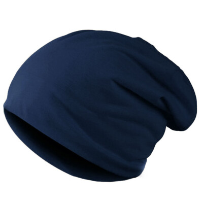 

New Fashion Men Women Beanie Solid Color Hip-hop Slouch Unisex Knitted Cap Hat Dark Blue