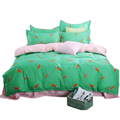 

4PcsSet Home Fashionable Cartoon Bedding Set Simple & Soft Bedclothes Skin-Friendly Pillowcase Duvet Cover Bedsheet