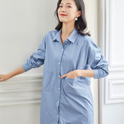 

Marc Rebecca commuter simple shirt dress temperament slim skirt 92002E blue   fits all