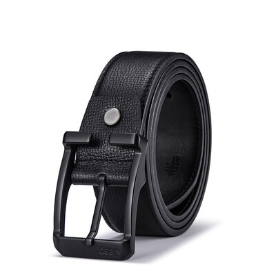 

Jeep Jeep mens pin buckle belt pressure pattern road layer leather simple wear-resistant scratch-resistant belt business casual pants with gift box 9500510 black