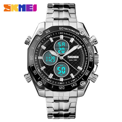 

SKMEI 1302 Men Quartz 2 Time Chrono Watches Stopwatch Analog Digital Display Wristwatch 3ATM Waterproof Fashion Casual Backlight M