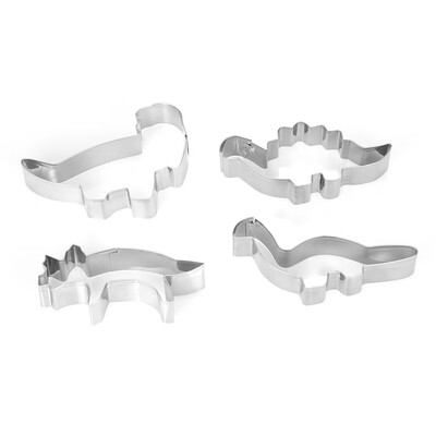 

4pcs Dinosaur Stainless Steel Cookie Cutters Fondant Cutter Biscuit Cutters Sandwich Cutters Cookie Cutter Set