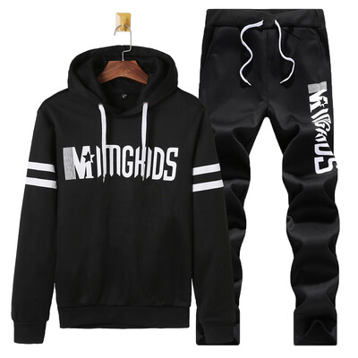 

2019 New Arrival Mens Fashion Suit Baseball Uniform 2 Pieces HoodiePant Sporty Leisure Suit1 Size Bigger than your normally wear