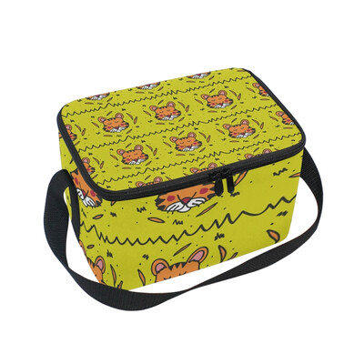

ALAZA Insulated Lunch Box Green Cute Tiger Lunch Bag for Men Women Portable Tote Bag Cooler Bag