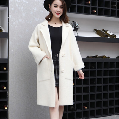 

The new Korean autumnwinter 2018 womens dress is thickened with long&medium sweater knitted womens ermine overcoat