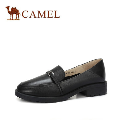 

Camel CAMEL ladies retro modern leather word with buckles set foot shoes A91896604 black 39