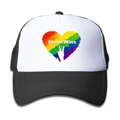 

Oyxinyu LGBT Pride Heart Love Wins Mesh Baseball Cap Toddler Adjustable Hip Hop Hat for Boy Girl