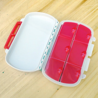 

Shouyou portable 6 grid independent cover dispensing sealed kit portable one week storage ring moisture-proof mini travel medicine box JD-SY-21 red