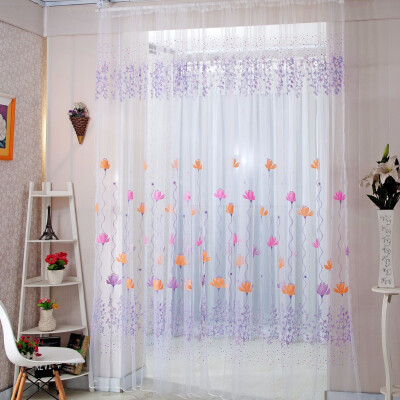 

Lace Curtains Voile Tulle Curtains Insect Bed Canopy Netting Drape Panel Leaf Door Window Sheer Curtain for Living Room