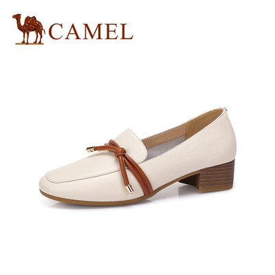 

Camel CAMEL lady intellectual elegant leather bow decorative shoes A915046182 beige 38