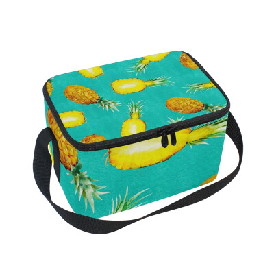 

ALAZA Lunch Box Insulated Lunch Bag Large Cooler Pineapple On Bright Green Background Tote Bag