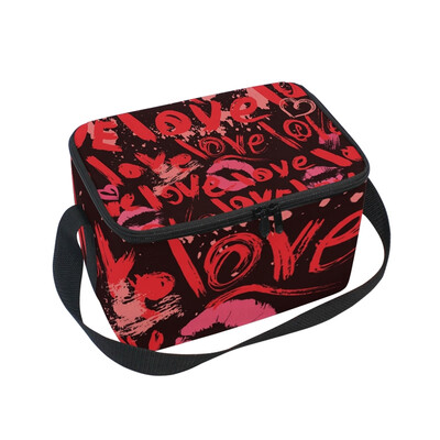 

ALAZA Lunch Box Insulated Words LOVE Lunch Bag Large Cooler Tote Bagfor Men Women