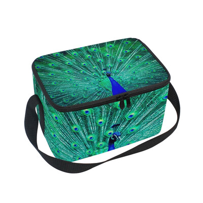 

ALAZA Lunch Box Nature Peacock Insulated Lunch Bag Large Cooler Tote Bagfor Men Women