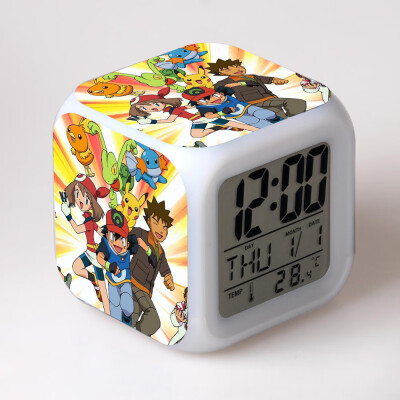 

Novel Pokemon Pikachu Digital Alarm Clock Night Light LED Flash Light with LCD Display Anime Figures Electric Clocks for Children