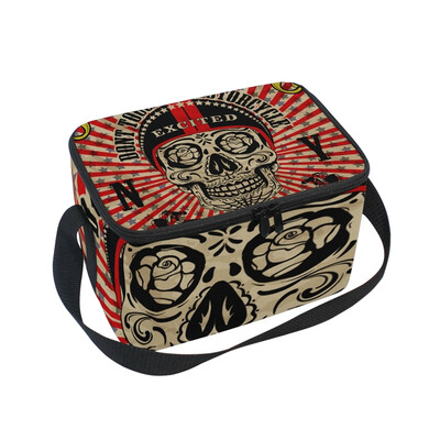 

ALAZA Lunch Box Insulated Skull Motorcycle Lunch Bag Large Cooler Tote Bag for Men Women