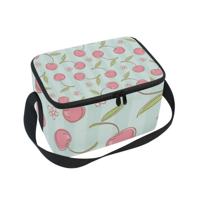 

ALAZA Lunch Box Insulated Pattern With Cherries Lunch Bag Large Cooler Tote Bagfor Men Women