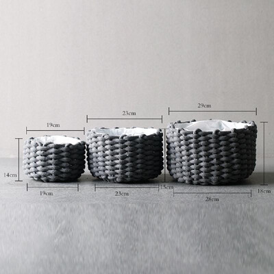 

Cotton Rope Planter Basket Woven Storage Basket Plant Cover Basket Bin Hand Made Gift Basket Thin Grey Large