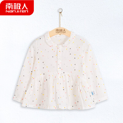 

Antarctic Nanjiren Childrens Long Sleeve Shirt Girls Thin Spring Wear Baby Long Sleeve Tops Baby Shirt Gold Triangle - White 80