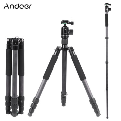 

Andoer Foldable Portable Carbon Fiber Tripod 15KG Maximum Loading Unipod Monopod with 36mm Ball Head 28mm Max Tube Diameter for Ca