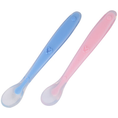 

MAMEYO Infant soft spoon Newborn children Baby food supplement Whole silicone soft head spoon 2 Pack