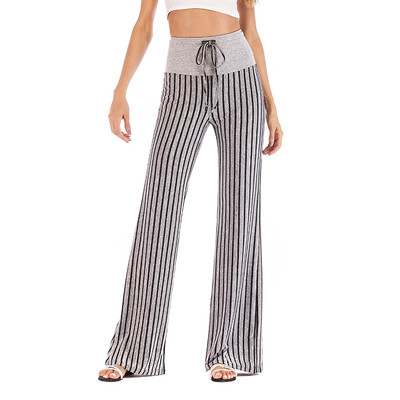 

FITTOO Wide Leg High Waist Loose Striped Long Pants Womens Summer Trousers