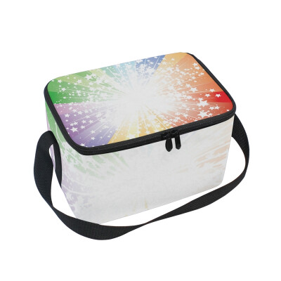 

Lunch Box Insulated Lunch Bag Large Cooler Flashing Light And Stripe Background Tote Bagfor Kids Men Women