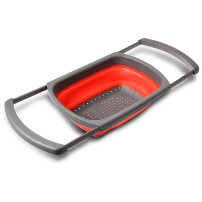 

Collapsible Over-sink Colander Folding Strainer with Extendable Handles