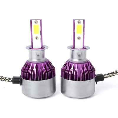 

H3 C6P 2PCS Led Cob LED Chip Car Headlamp 36W 6500k White Light 8000LM Car Bulb Fog Light Purple