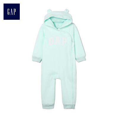 

GAP flagship store baby plus velvet jumpsuit hooded 348766 newborn fleece romper baby suit childrens wear winter matcha green 80cm 12-18 months