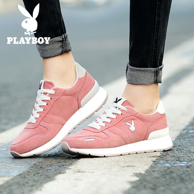 

Playboy PLAYBOY Ms Fashion Casual Shoes Womens Running Strap Sneakers Thick-soled Womens Shoes 0446 Pink 38