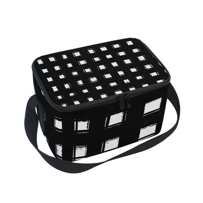 

Lunch Box Insulated Lunch Bag Large Cooler Lattic Black Tote Bagfor Kids Men Women