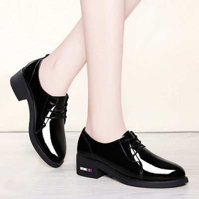 

Lycra Kington LAIKAJINDUN Korean version of the round head with a low cut retro thick with a single shoes 6561 black 38