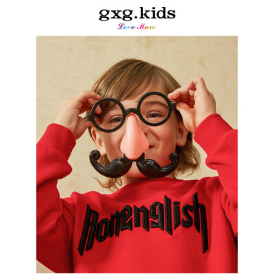 

Gxgkids childrens clothing new cotton hip hop loose boys sweater sweater round neck red shirt A18131380 red 110