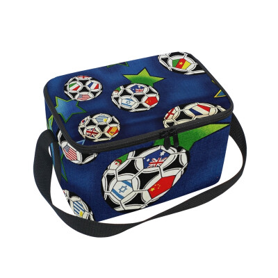 

ALAZA Lunch Box Insulated Football With Flag Pattern Lunch Bag Large Cooler Tote Bagfor Men Women